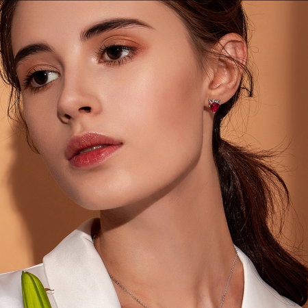 Cercei argint asimetrici Dragoste Periculoasa cu zirconiu [3]