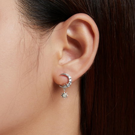 Cercei argint asimetrici luna si luceafarul [2]