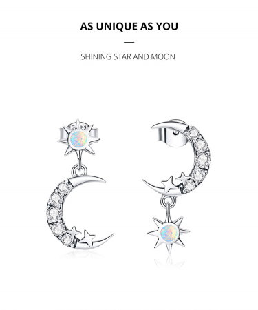 Cercei argint asimetrici luna si luceafarul [10]