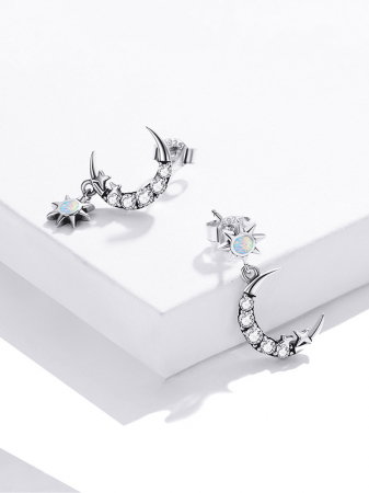 Cercei argint asimetrici luna si luceafarul [7]