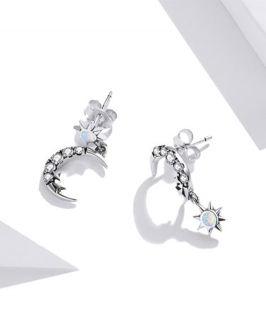 Cercei argint asimetrici luna si luceafarul [12]