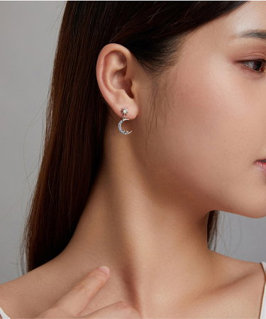 Cercei argint asimetrici luna si luceafarul [8]