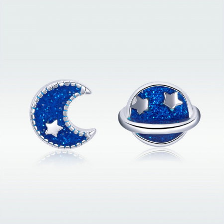 Cercei argint asimetrici Luna si Pamantul placati cu rodiu [6]