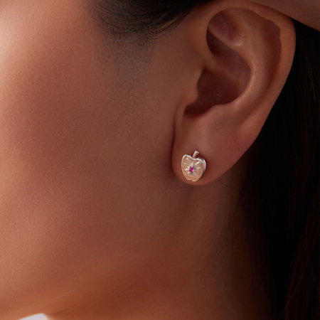 Cercei argint asimetrici mar norocos cu surub si Spinel sintetic [9]