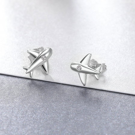 Cercei argint avion cu cristale [2]
