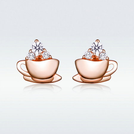 Cercei argint cesti de cafea placati cu aur roz [5]