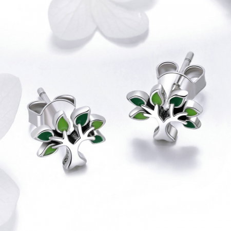 Cercei argint copacul vietii placati cu rodiu [2]