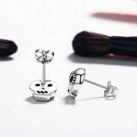 Cercei argint cranii cu zirconii negre [2]