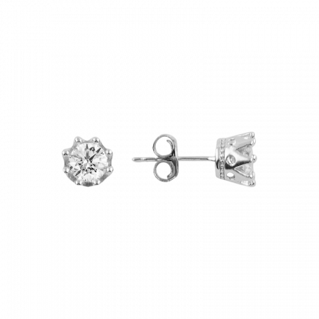 Cercei argint Crown cu zirconii de 5 mm