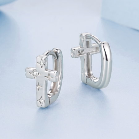 Cercei argint cruce cu stelute si Zirconia [5]