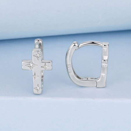 Cercei argint cruce cu stelute si Zirconia [2]