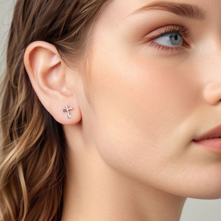 Cercei argint cruce cu surub [5]