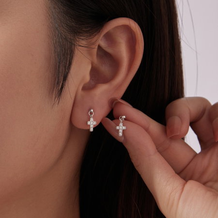 Cercei argint cruce cu surub si Zirconia [7]