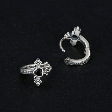 Cercei argint cruce si inima [2]