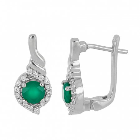 Cercei argint cu agata verde si zirconii - EVA0054 [1]
