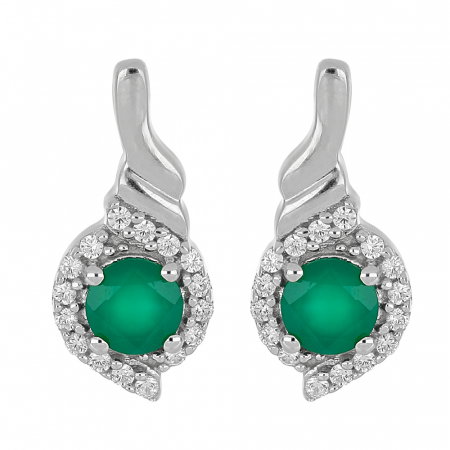 Cercei argint cu agata verde si zirconii - EVA0054 [0]
