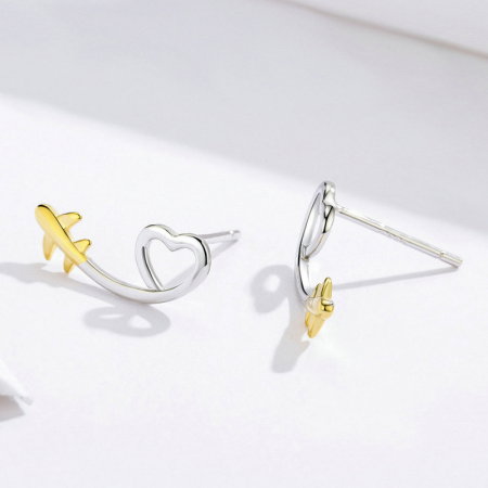 Cercei argint cu avion si inimioara [3]