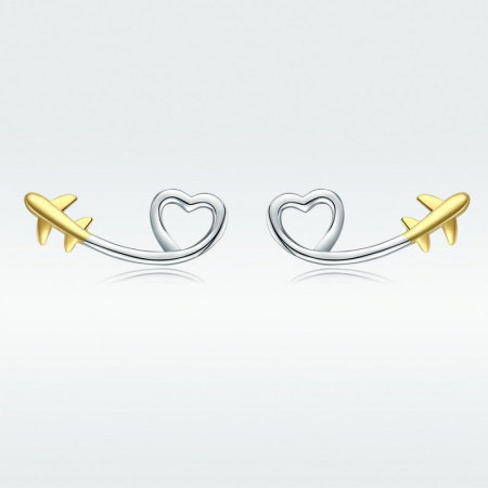 Cercei argint cu avion si inimioara [7]