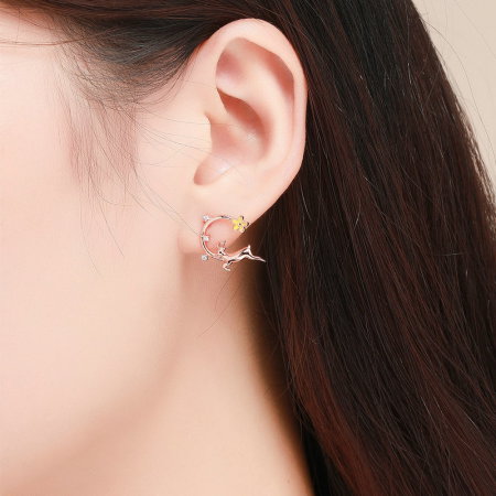 Cercei argint cu caprioare placati cu aur roz [2]