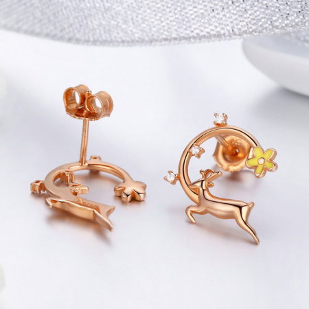 Cercei argint cu caprioare placati cu aur roz [1]