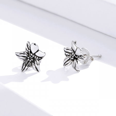 Cercei argint cu floare si fluturas [7]