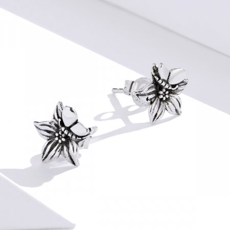 Cercei argint cu floare si fluturas [2]