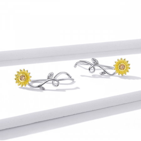 Cercei argint cu floarea soarelui si zirconiu [1]