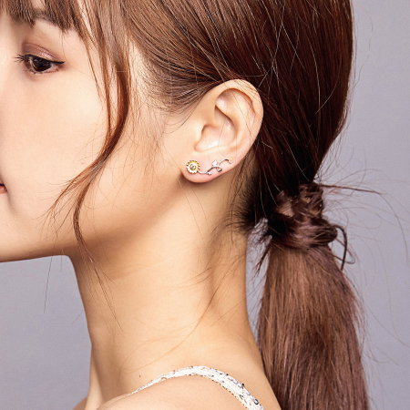 Cercei argint cu floarea soarelui si zirconiu [5]