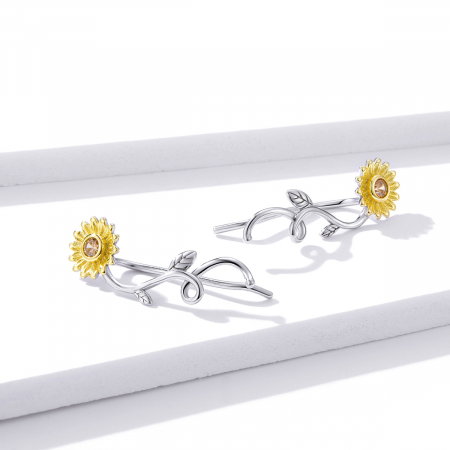 Cercei argint cu floarea soarelui si zirconiu [3]