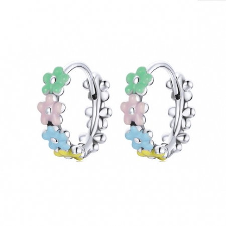 Cercei argint cu flori pastorale