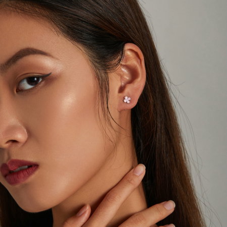 Cercei argint cu flori roz [5]