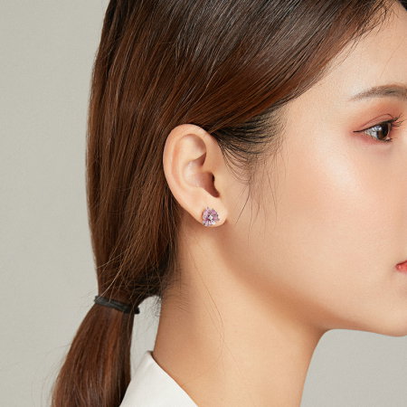 Cercei argint cu flori roz [7]