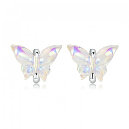 Cercei argint cu fluturasi colorati