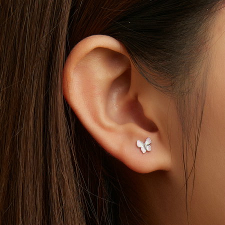 Cercei argint cu fluturasi roz [5]