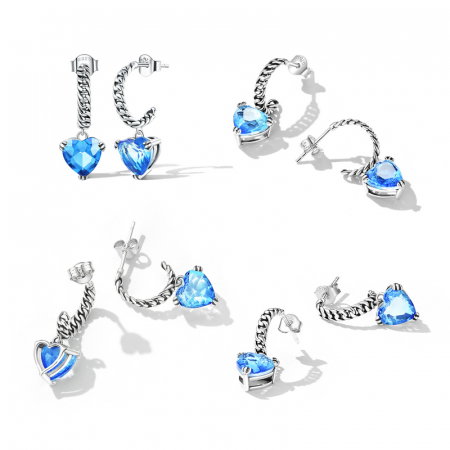 Cercei argint cu inimioare albastre [7]