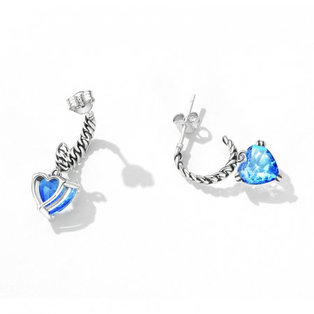 Cercei argint cu inimioare albastre [4]