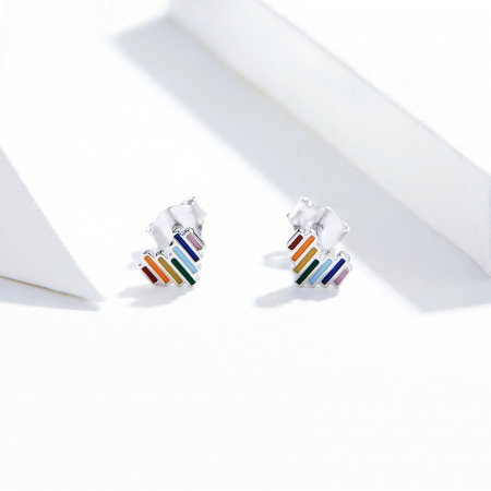 Cercei argint cu inimioare si curcubeu [6]