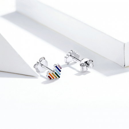 Cercei argint cu inimioare si curcubeu [4]