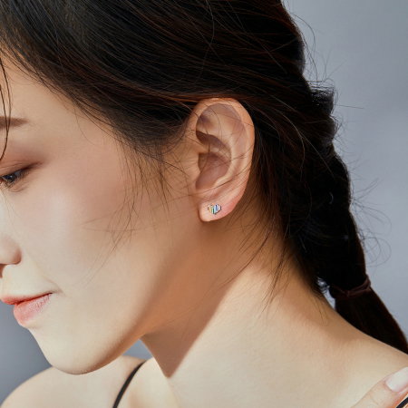 Cercei argint cu inimioare si curcubeu [5]