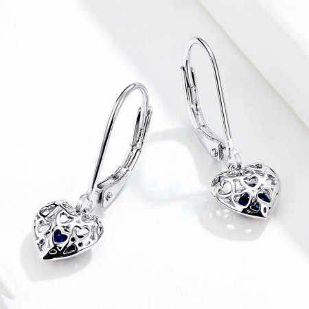 Cercei argint cu inimioare tridimensionale [4]