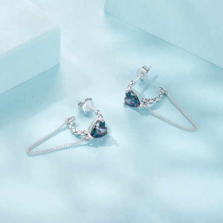 Cercei argint cu lant si inimioare [6]