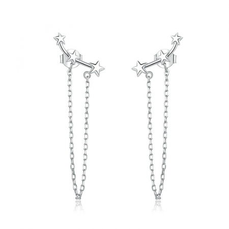 Cercei argint cu lant si stelute