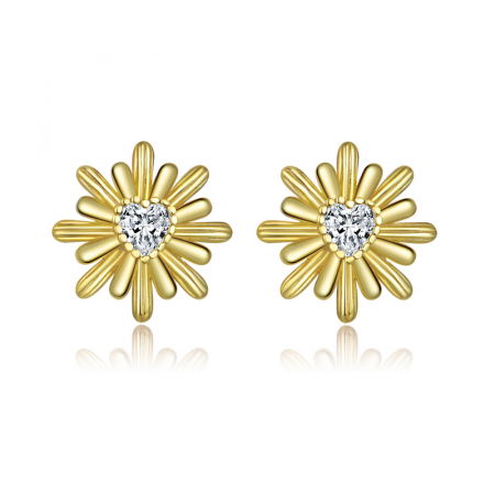 Cercei argint cu margarete si inimioare