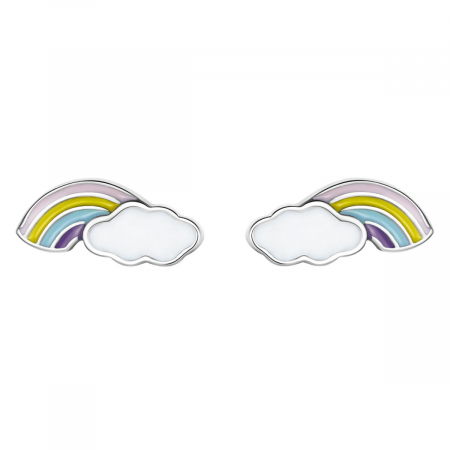 Cercei argint cu norisori si curcubeu