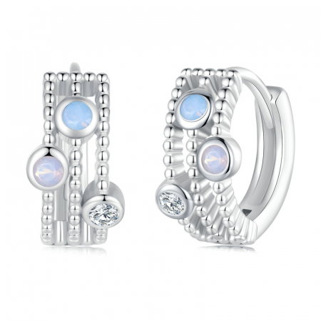 Cercei argint cu opal si zirconiu