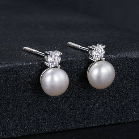 Cercei argint cu perle naturale si moissanite [3]