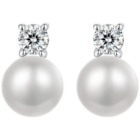 Cercei argint cu perle naturale si moissanite [5]