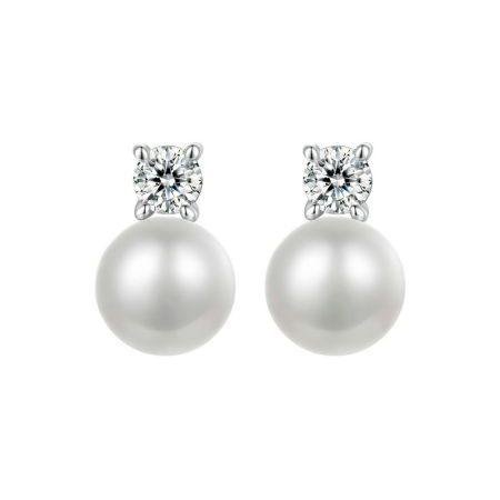 Cercei argint cu perle naturale si moissanite