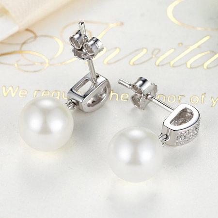 Cercei argint cu perle si zirconii albe [3]