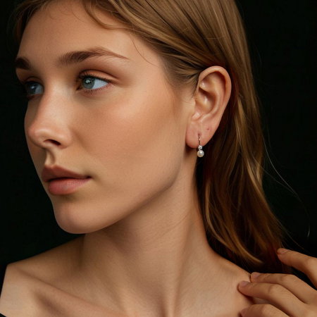 Cercei argint cu perle si Moissanit [3]